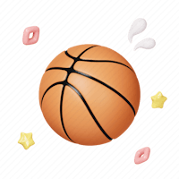 a basketball ball surrounded by stars and donuts